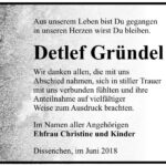 Danksagung Detlef Gründel
