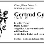 Traueranzeige Gertrud Guse