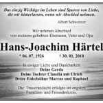 Traueranzeige Hans-Joachim Härtel