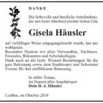 Danksagung Gisela Häusler