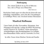 Traueranzeige Manfred Hoffmann