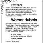 Danksagung Werner Hubein