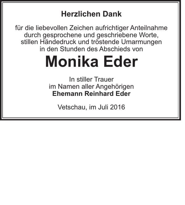 Danksagung Monika Eder