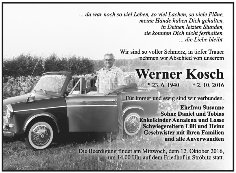 Traueranzeige Werner Kosch