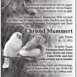 Traueranzeige Christel Mummert, geb. Thiem