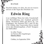 Danksagung Edwin Ring