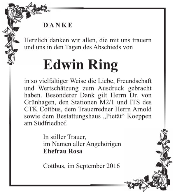 Danksagung Edwin Ring
