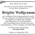 Danksagung Brigitte Wolfgramm