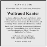 Danksagung Waltraud Kanter