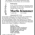 Traueranzeige Marlis Klammer