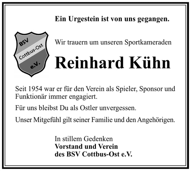 Nachruf Reinhard Kühn