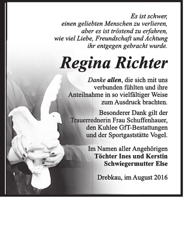 Danksagung Regina Richter