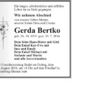 Traueranzeige Gerda Bertko