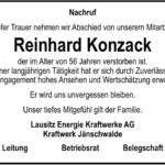 Traueranzeige Reinhard Konzack