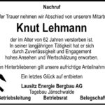 Traueranzeige Knut Lehmann