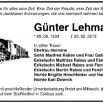Traueranzeige Günter Lehmann