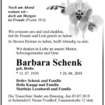 Traueranzeige Barbara Schenk geb. Bothe
