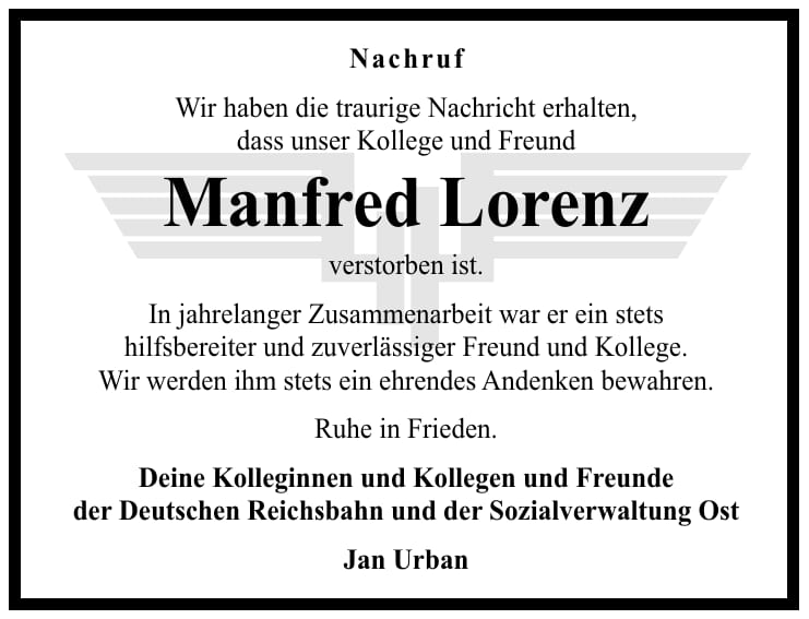Nachruf Manfred Lorenz