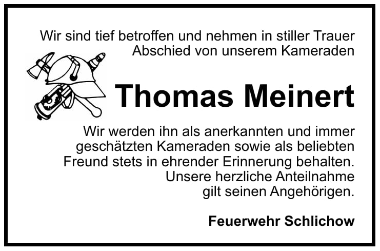 Traueranzeige Thomas Meinert