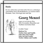 Danksagung Georg Menzel