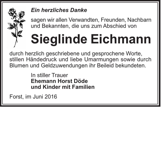 Danksagung Sieglinde Eichmann