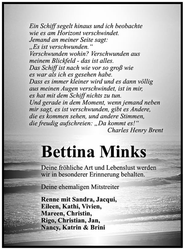 Nachruf Bettina Minks