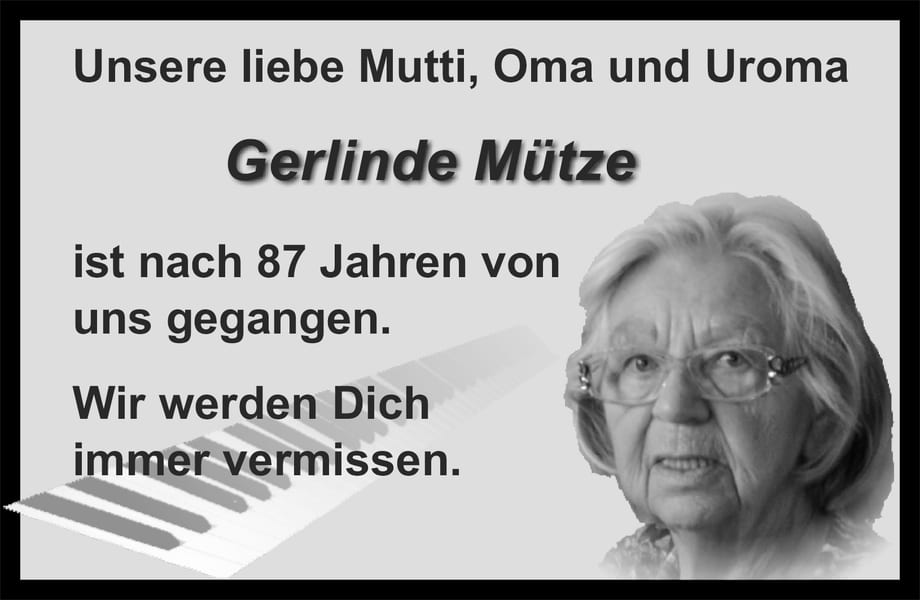 Traueranzeige Gerlinde Mütze