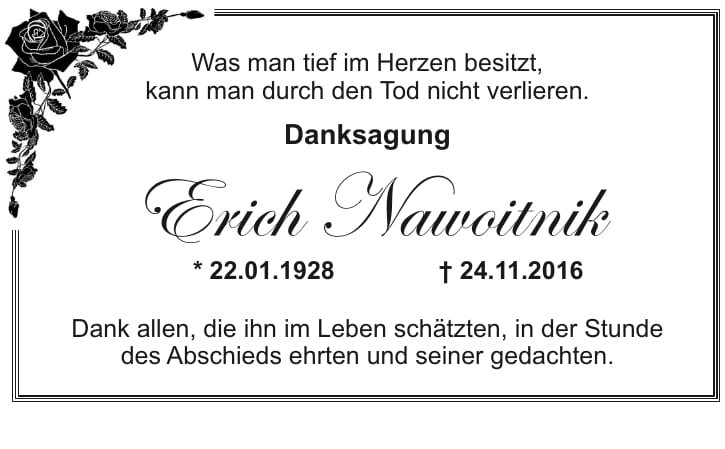 Danksagung Erich Nawoitnik