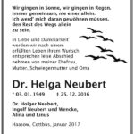 Traueranzeige Dr. Helga Neubert