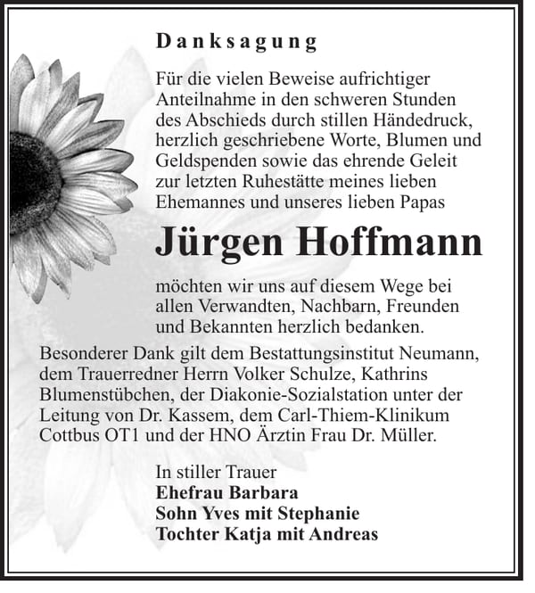 Danksagung Jürgen Hoffmann