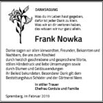 Traueranzeige Frank Nowka