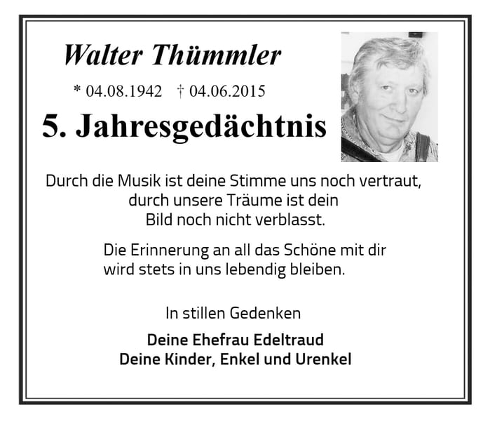 Traueranzeige Walter Thümmler