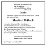Traueranzeige Manfred Hübsch