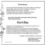 Traueranzeige Kurt Bau