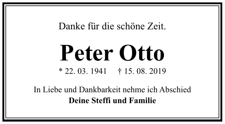 Traueranzeige Peter Otto