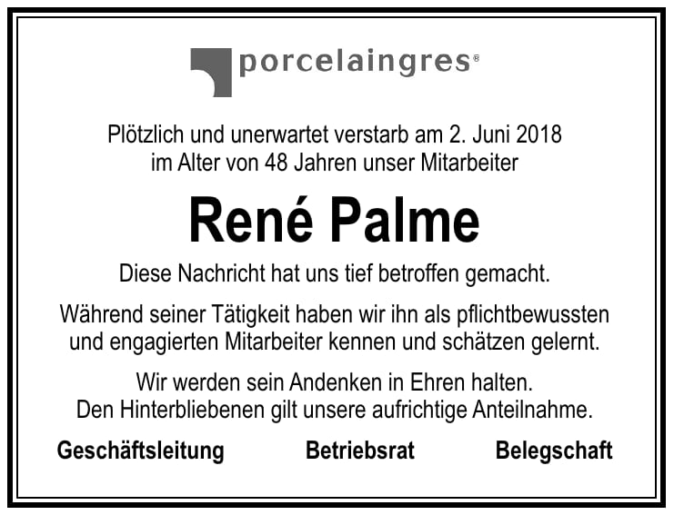 Nachruf René Palme