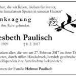 Danksagung Liesbeth Paulisch