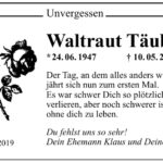 Traueranzeige Waltraut Täuber