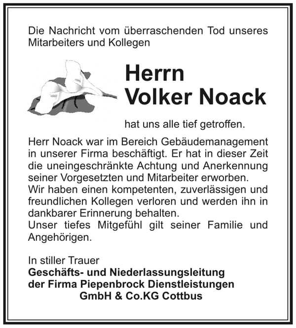 Nachruf Volker Noack