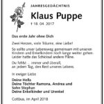 Traueranzeige Klaus Puppe