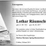 Traueranzeige Lothar Räumschüssel