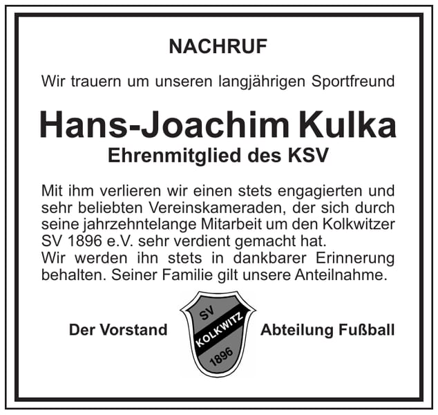 Nachruf Hans-Joachim Kulka