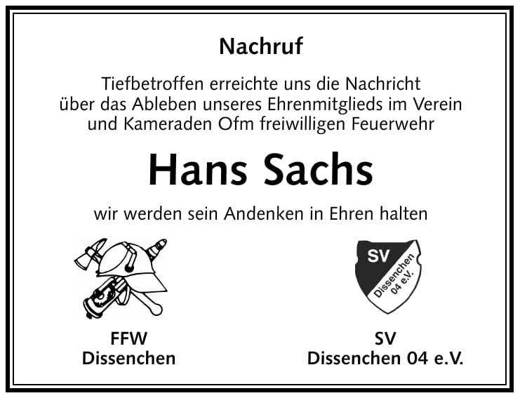 Nachruf Hans Sachs