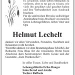 Danksagung Helmut Lechelt