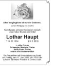 Traueranzeige Lothar Haupt