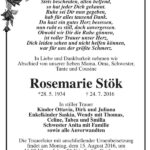 Traueranzeige Rosemarie Stök