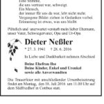 Traueranzeige Dieter Neßler