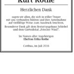 Danksagung Kurt Rothe