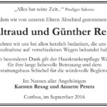 Danksagung Waltraud und Günther Resag