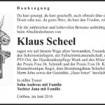 Danksagung Klaus Scheel